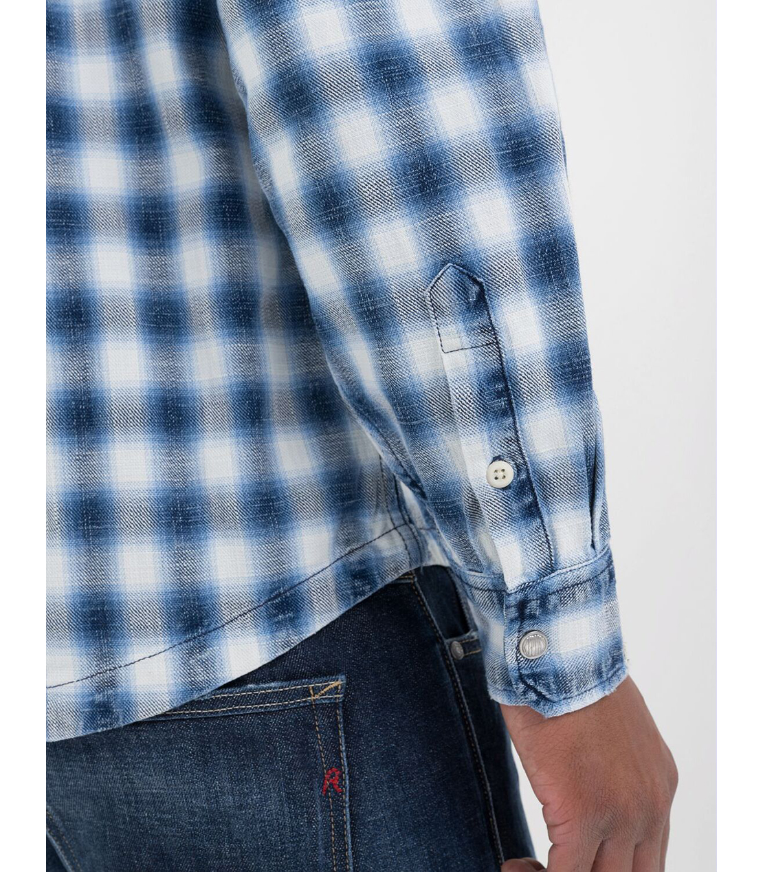 インディゴチェックコットンシャツ 詳細画像 ブルー 4